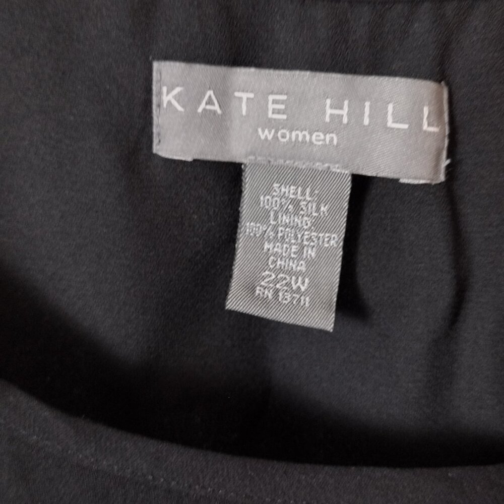 Kate Hill Woman Black 100% Silk Cami Tank Top Size 22 Classic Sleeveless Blouse - Picture 5 of 5